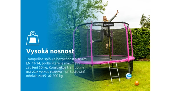 Trampolína Marimex Standard 183 cm růžová + vnitřní ochranná síť + schůdky ZDARMA