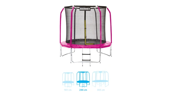 Trampolína Marimex Standard 244 cm růžová + ochranná síť + schůdky ZDARMA