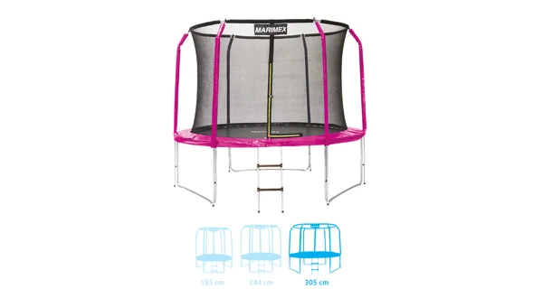 Trampolína Marimex Standard 305 cm růžová + vnitřní ochranná síť + schůdky ZDARMA