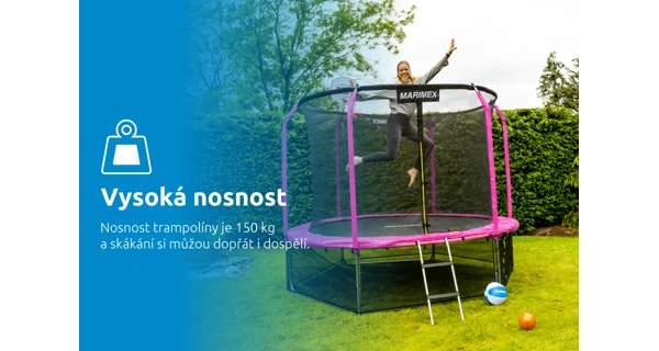 Trampolína Marimex Standard 305 cm růžová + vnitřní ochranná síť + schůdky ZDARMA