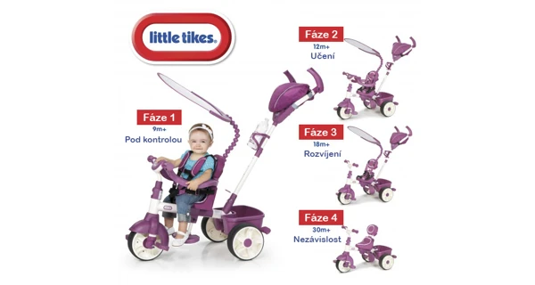 Tříkolka 4v1 Sport - růžová/bílá