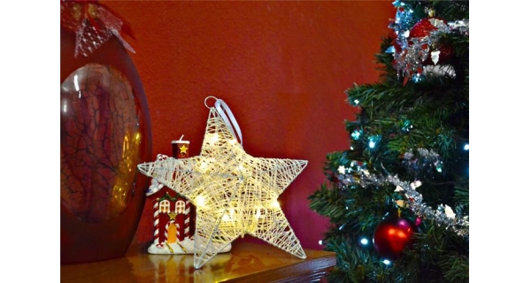 Vánoční hvězda Ratan 10 LED - teplá bílá