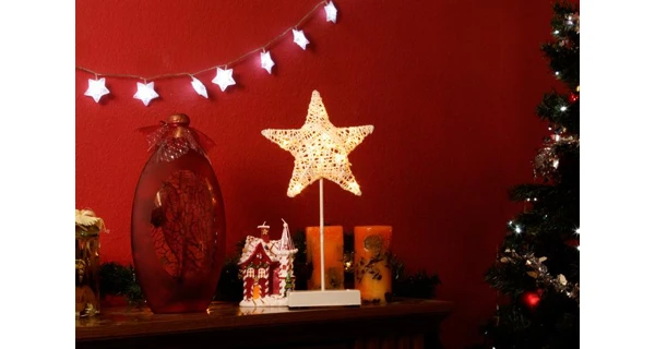 Vánoční hvězda stojící 10 LED - zlatá