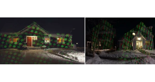 Vánoční laserový projektor - zelená, červená, 8 efektů s časovačem, 20x20 m