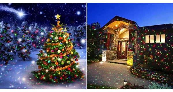 Vánoční laserový projektor - zelená, červená, 8 efektů s časovačem, 20x20 m