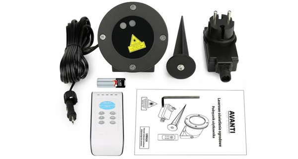 Vánoční laserový projektor - zelená, červená, 8 efektů s časovačem, 20x20 m