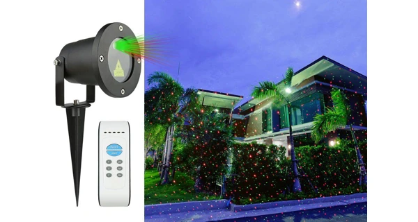 Vánoční laserový projektor - zelená, červená, s časovačem, 20x20 m