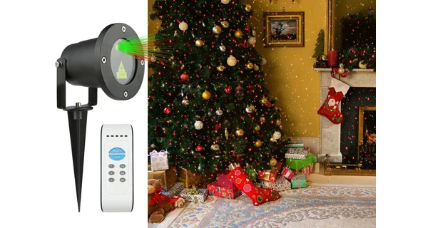 Vánoční laserový projektor - zelená, červená, s časovačem, 20x20 m