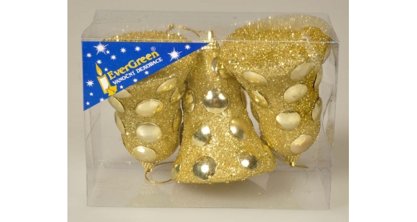 Vánoční zvonek se zrcátky 9 cm - zlatá