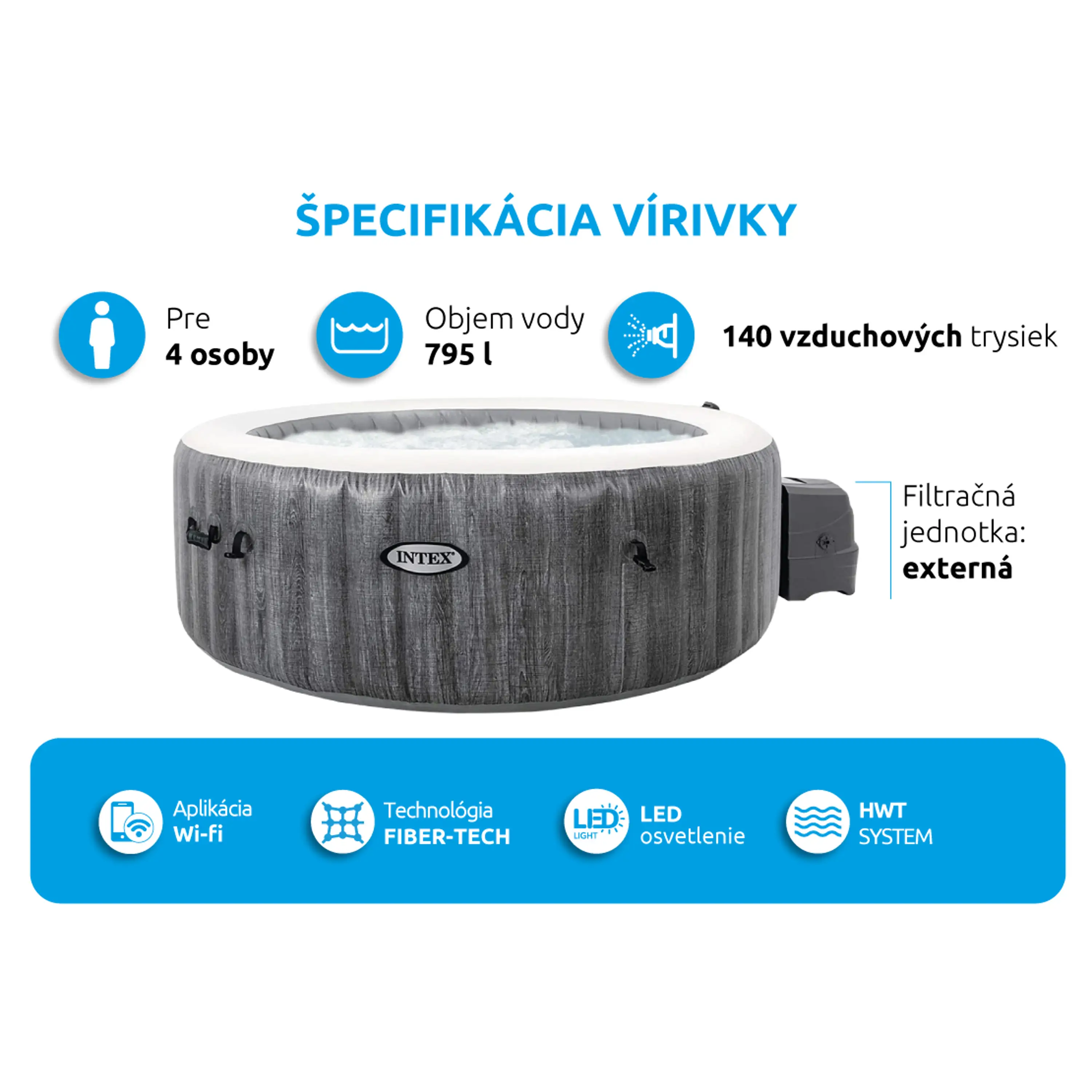 Intex 28440 Purespa Greywood Deluxe HWS 800 Obrázek