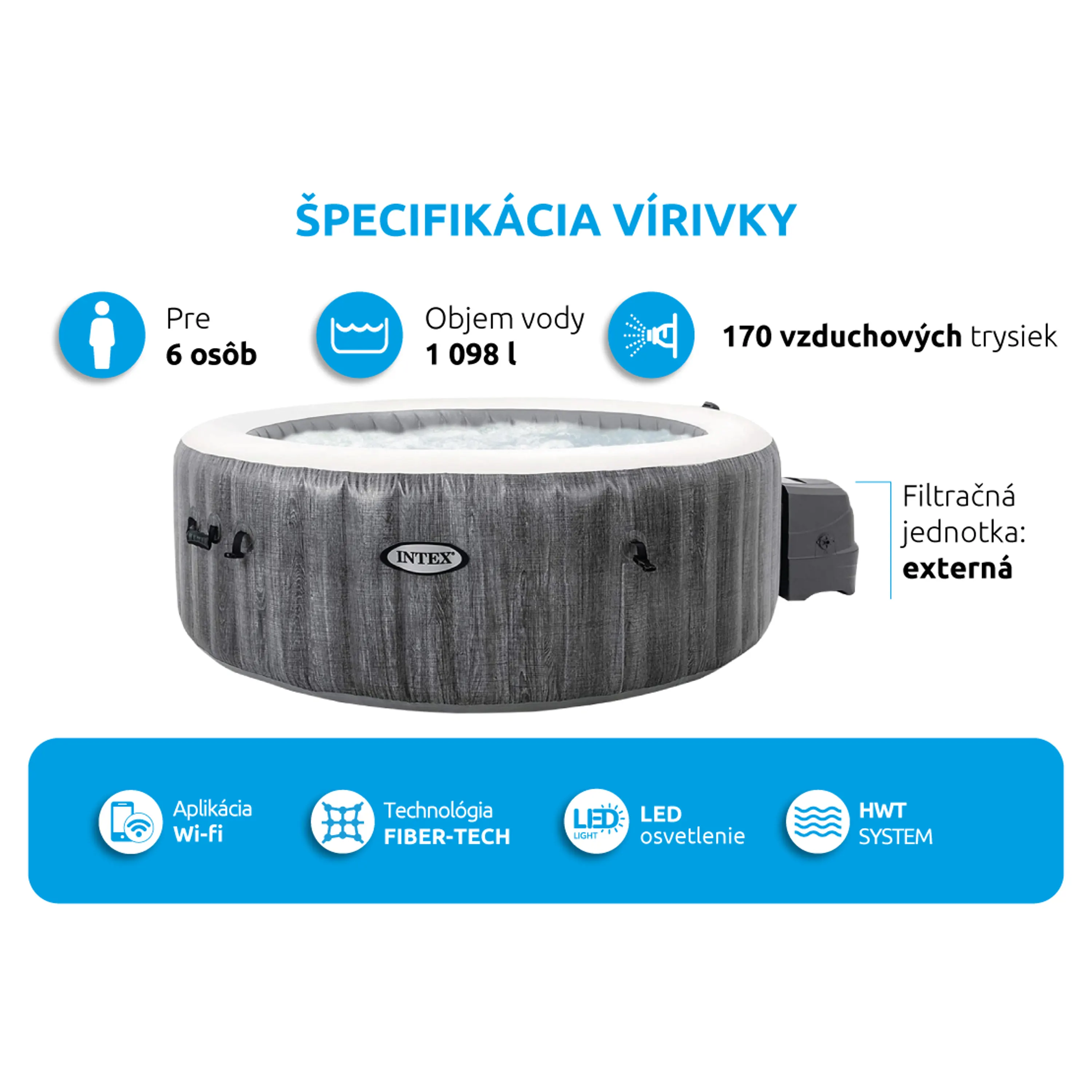 Intex 28442 Purespa Greywood Deluxe HWS 1100 Obrázek