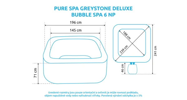 Vířivý bazén Pure Spa Greystone Deluxe Bubble Spa 6 NP (poškozený obal)