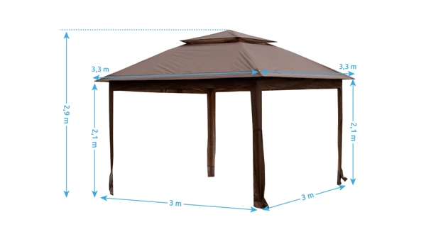Zahradní altán Marimex Vista 3x3 m - hnědý