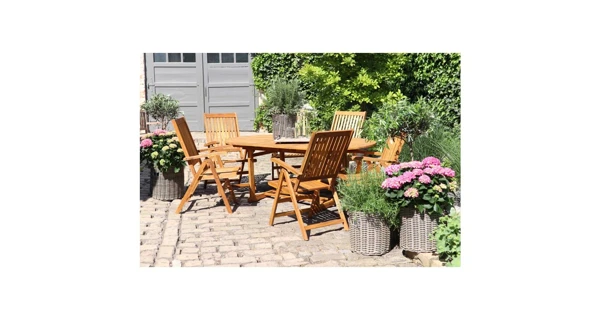 Zahradní set Viet - akácie (1x stůl + 6x židle)